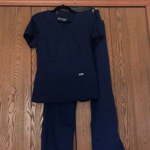 greys anatomy navy scrub top/bottom